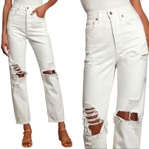 AGOLDE 90's Mid Rise Loose Fit Jeans Distressed Varnish White 29